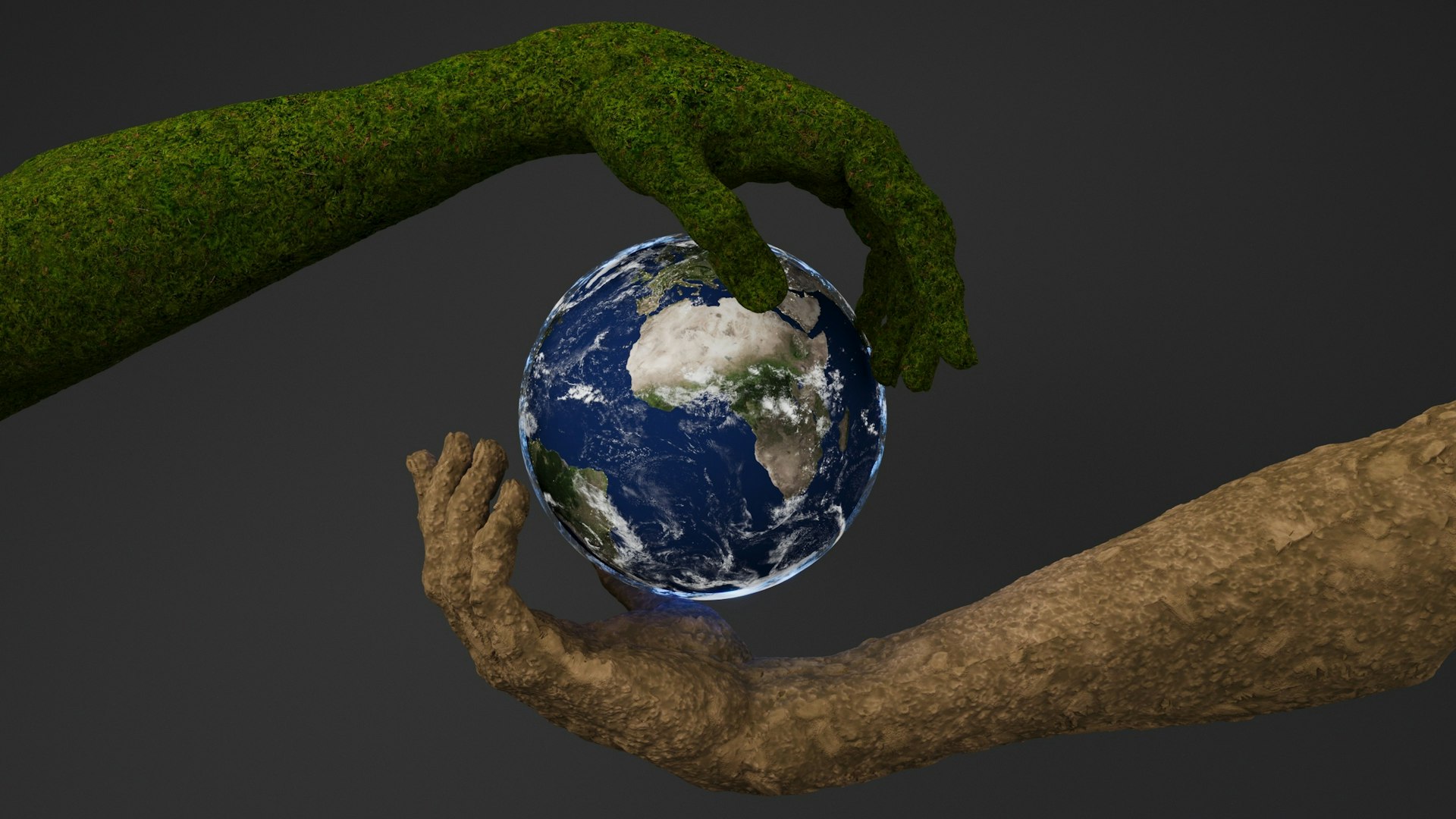 Two hands are holding a small earth globe